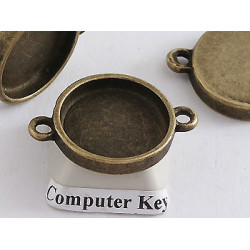 16mm Bezel setting connector, 2 loops, NF antiqued bronze colour