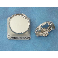 15mm round Crown edge setting, platinum colour, no loop