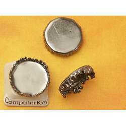 15mm round Crown edge setting, gunmetal black, no loop