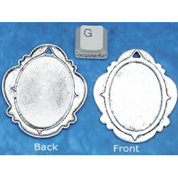 39x28mm Oval pendant setting bezel frame, ant silver