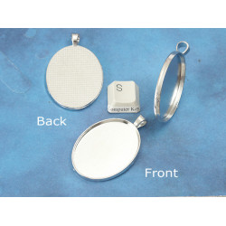 DISCOUNT: 40x30mm Oval pendant setting bezel frame, NF Platinum colour