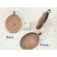40x30mm Oval pendant setting bezel frame, NF Antiqued Copper