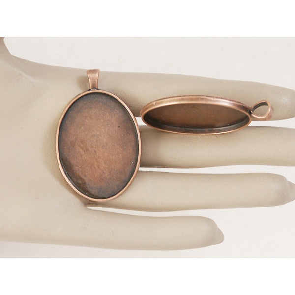 40x30mm Oval pendant setting bezel frame, NF Antiqued Copper