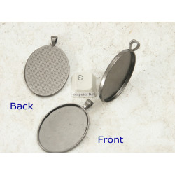 40x30mm Oval pendant setting bezel frame, Gunmetal Black