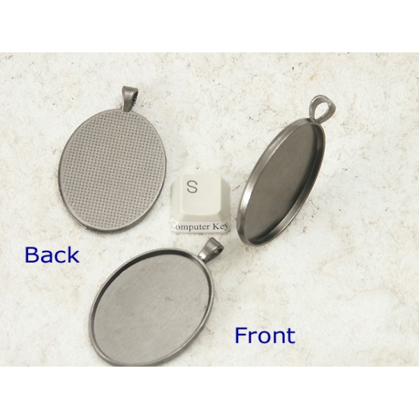 40x30mm Oval pendant setting bezel frame, Gunmetal Black