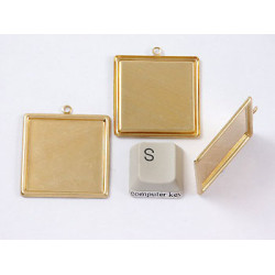 25mm Pendant bezel setting, square, raw brass