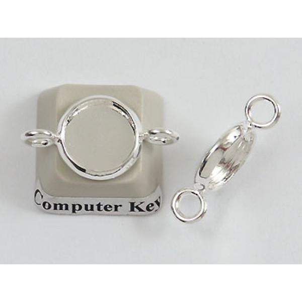 SECONDS 10mm bezel setting, round, 2 loops, silver plate