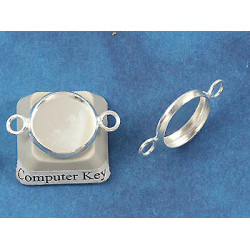 SECONDS 12mm bezel setting, round, 2 loops front facing, silver plate