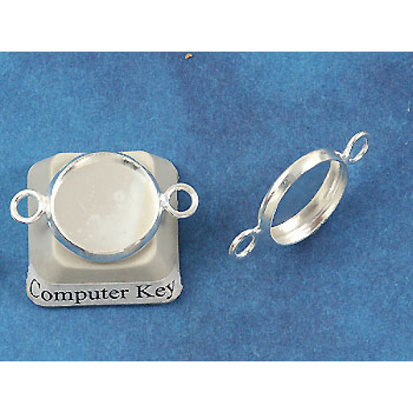 SECONDS 12mm bezel setting, round, 2 loops front facing, silver plate, per 20