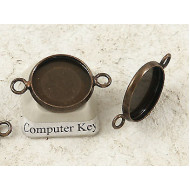 12mm bezel setting, round, 2 loops front facing, antique bronze