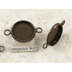 12mm bezel setting, round, 2 loops front facing, antique bronze
