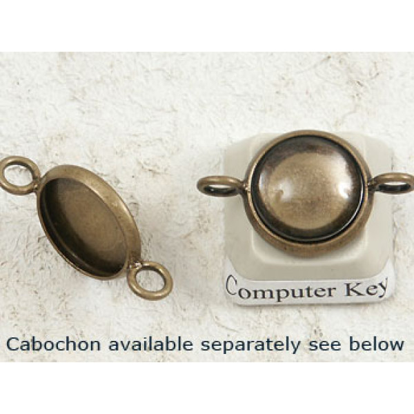12mm bezel setting, round, 2 loops, antique bronze