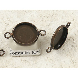14mm bezel setting, round, 2 loops front facing, antiqued bronze