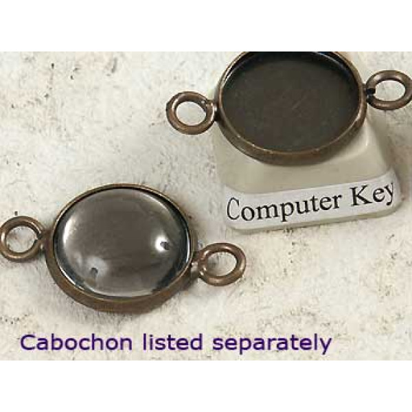 14mm bezel setting, round, 2 loops front facing, antiqued bronze