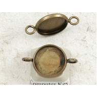 14mm bezel setting, round, 2 loops, antique bronze