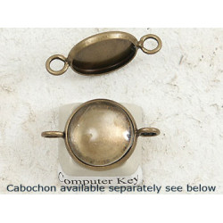 14mm bezel setting, round, 2 loops, antique bronze