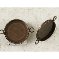 20mm bezel setting, round, 2 loops front facing, antique bronze