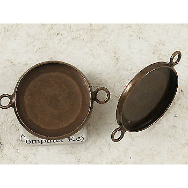 20mm bezel setting, round, 2 loops front facing, antique bronze