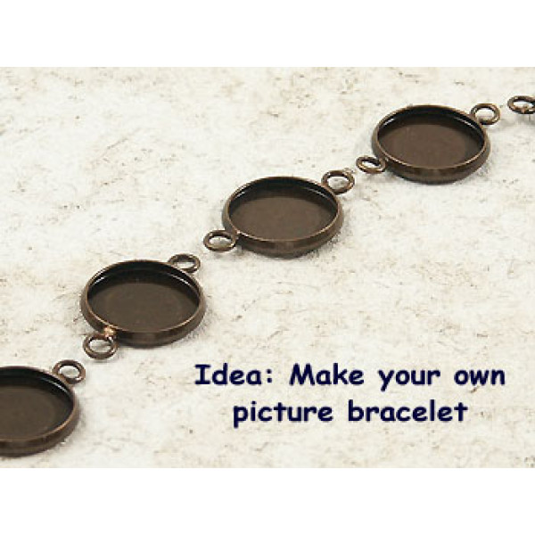 20mm bezel setting, round, 2 loops front facing, antique bronze