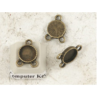 8mm Connector, 3 loops, antiqued bronze colour