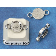 7mm Connector, 2 loops, antiqued silver colour