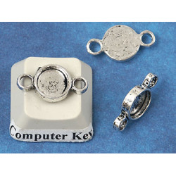 7mm Connector, 2 loops, antiqued silver colour