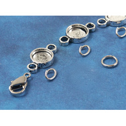 7mm Connector, 2 loops, antiqued silver colour