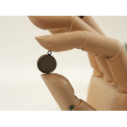 BULK PACK 50, 12mm bezel setting, round, 1 loop front facing, antiqued brass