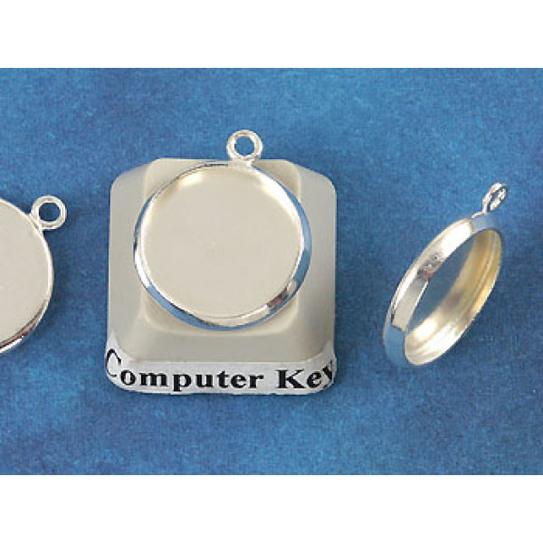 SECONDS 12mm bezel setting, round, 1 loop front facing, silver plate