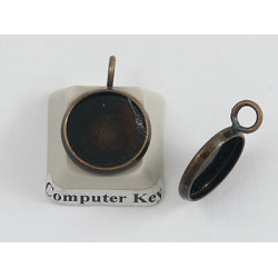 12mm bezel setting, round, 1 loop, ant. bronze