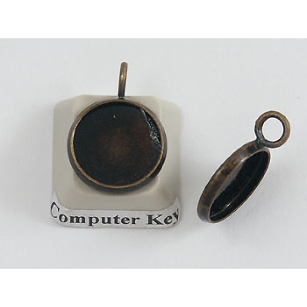 12mm bezel setting, round, 1 loop, ant. bronze