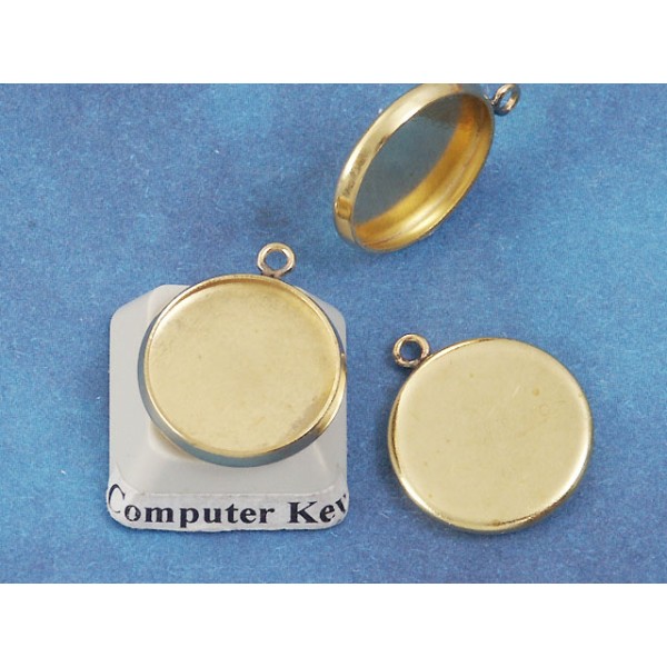14mm bezel setting, round, 1 loop front facing, raw brass