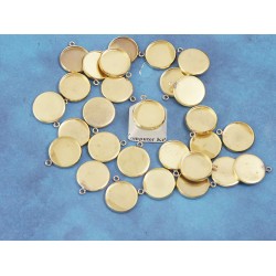 14mm bezel setting, round, 1 loop front facing, raw brass