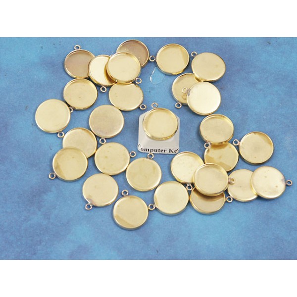 14mm bezel setting, round, 1 loop front facing, raw brass