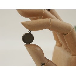 14mm bezel setting, round, 1 loop front facing, ant. bronze