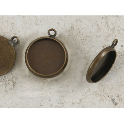 SECONDS 14mm bezel setting, round, 1 loop front facing, ant. bronze