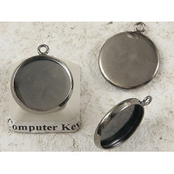 SECONDS 14mm bezel setting, round, 1 loop front facing, black