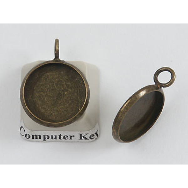 14mm bezel setting, round, 1 loop, ant. bronze