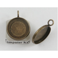 16mm bezel setting, round, 1 loop, ant. bronze