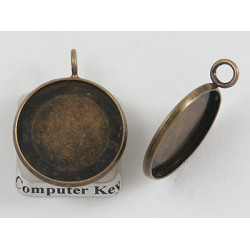 SECONDS; 18mm bezel setting, round, 1 loop, ant. bronze