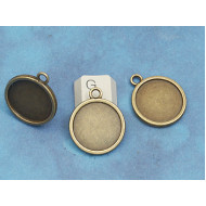 END OF LIN CLEARANCE; 20mm round double sided base, antiqued bronze