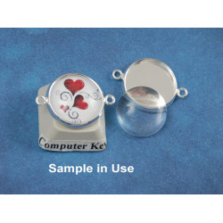 14mm bezel setting, round, 2 loops front facing, silver plate