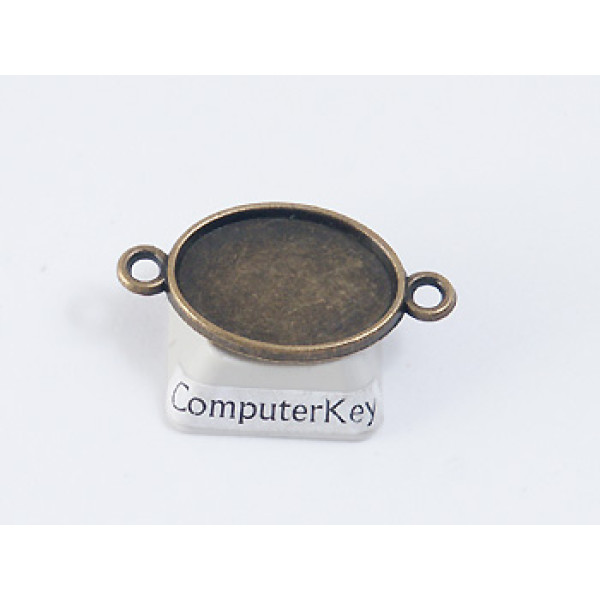 18x13mm Bezel connector, oval, ant bronze, two loops