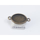 18x13mm Bezel connector, oval, ant bronze, two loops