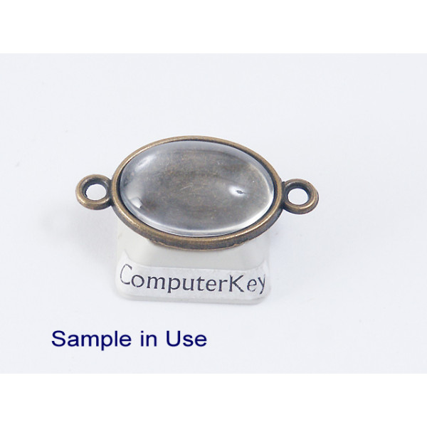 18x13mm Bezel connector, oval, ant bronze, two loops