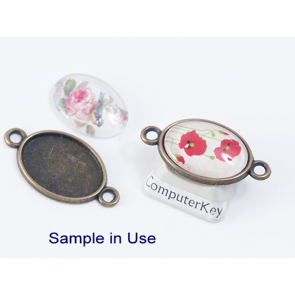 18x13mm Bezel connector, oval, ant bronze, two loops