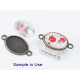 18x13mm Bezel connector, oval, ant bronze, two loops