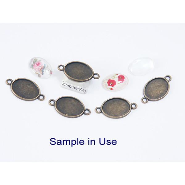 18x13mm Bezel connector, oval, ant bronze, two loops