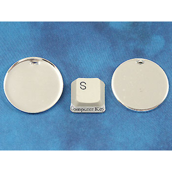 SECONDS 30mm plain round bezel setting, loop on back, silver plate