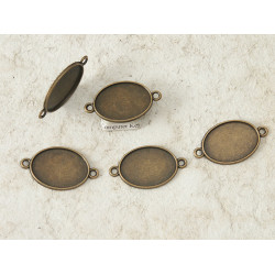 25x18mm Cabochon bezel connector, oval, ant bronze, two loops